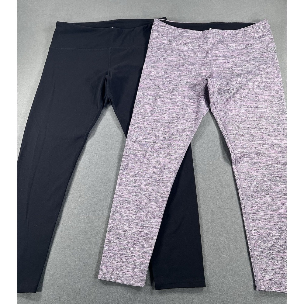 Tuff Athletics Womens XL Leggings Lot 2 Black Pink Purple Yoga Gym Activewear